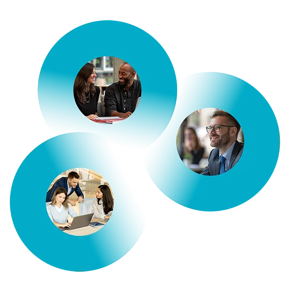 Collage of diverse professionals collaborating and smiling, representing Odessa's industry experts.