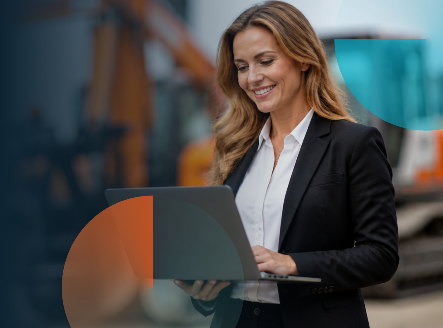 Woman happily using the Odessa lease and loan originations software.